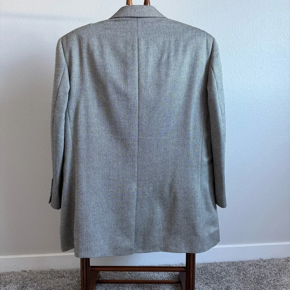 Jos. A. Bank Signature Men’s 46R L Suit Jacket Silk Camelhair Gray Herringbone